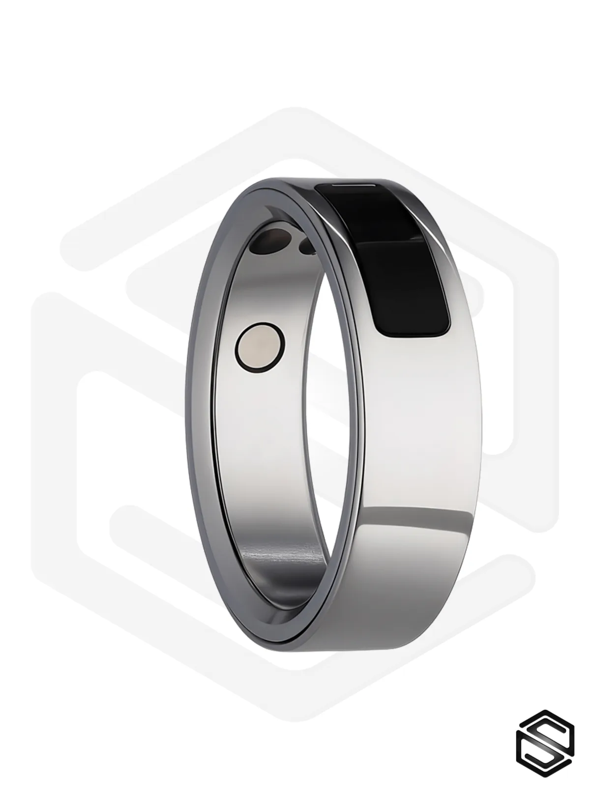 Тонкое умное кольцо с Вибрацией, Управлением & Чувствами HerzRing Sense X+ титан серебро