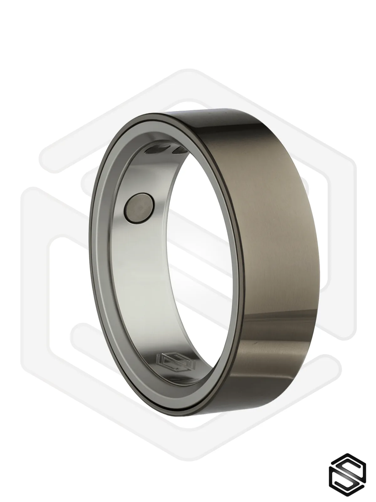 Тонкое умное кольцо с Глюкозой, Вибрацией & Чувствами HerzRing Sense GX мерцающий кремень