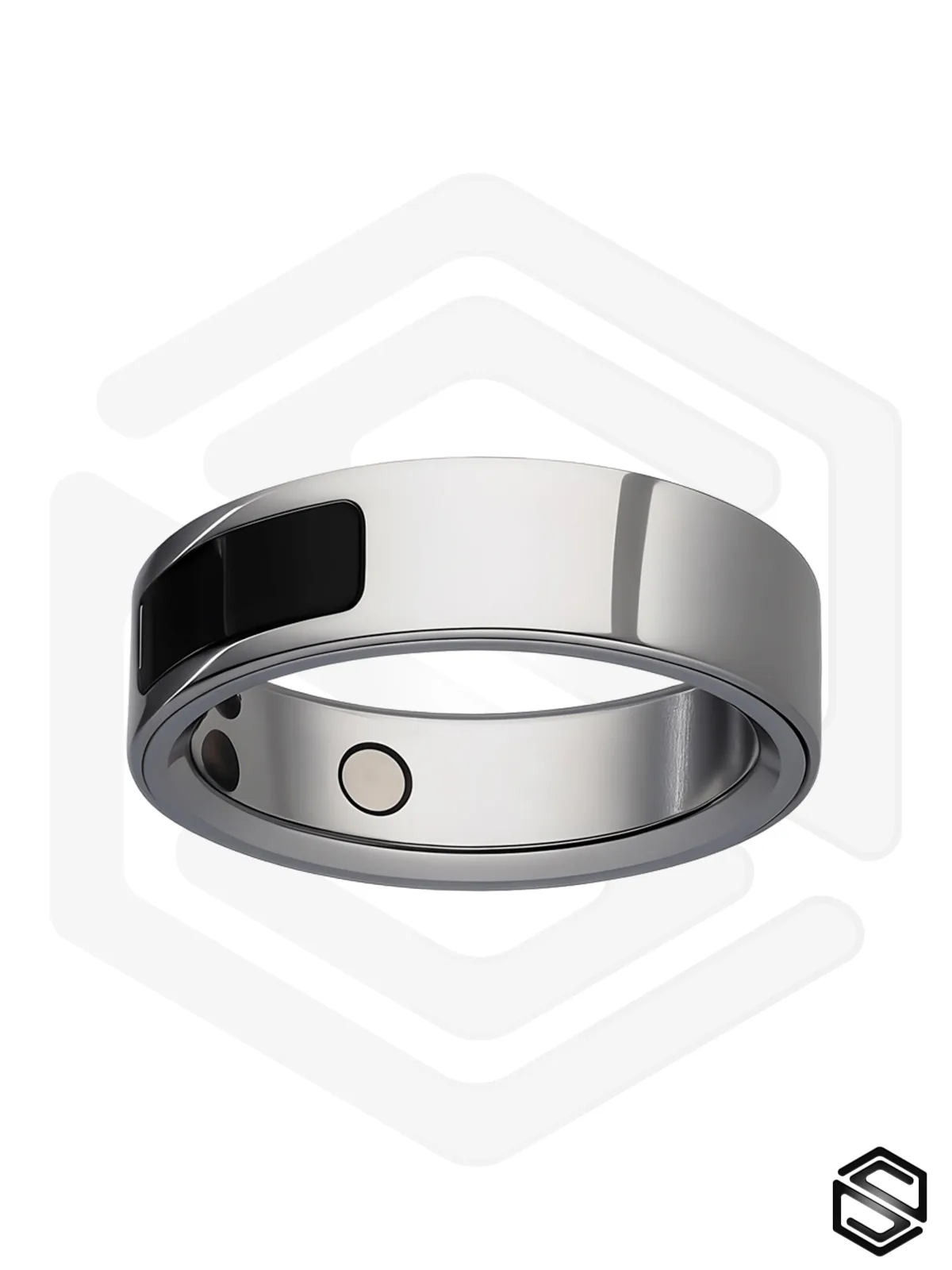 Тонкое умное кольцо с Вибрацией и Управлением HerzRing Sense Plus титан-серебро
