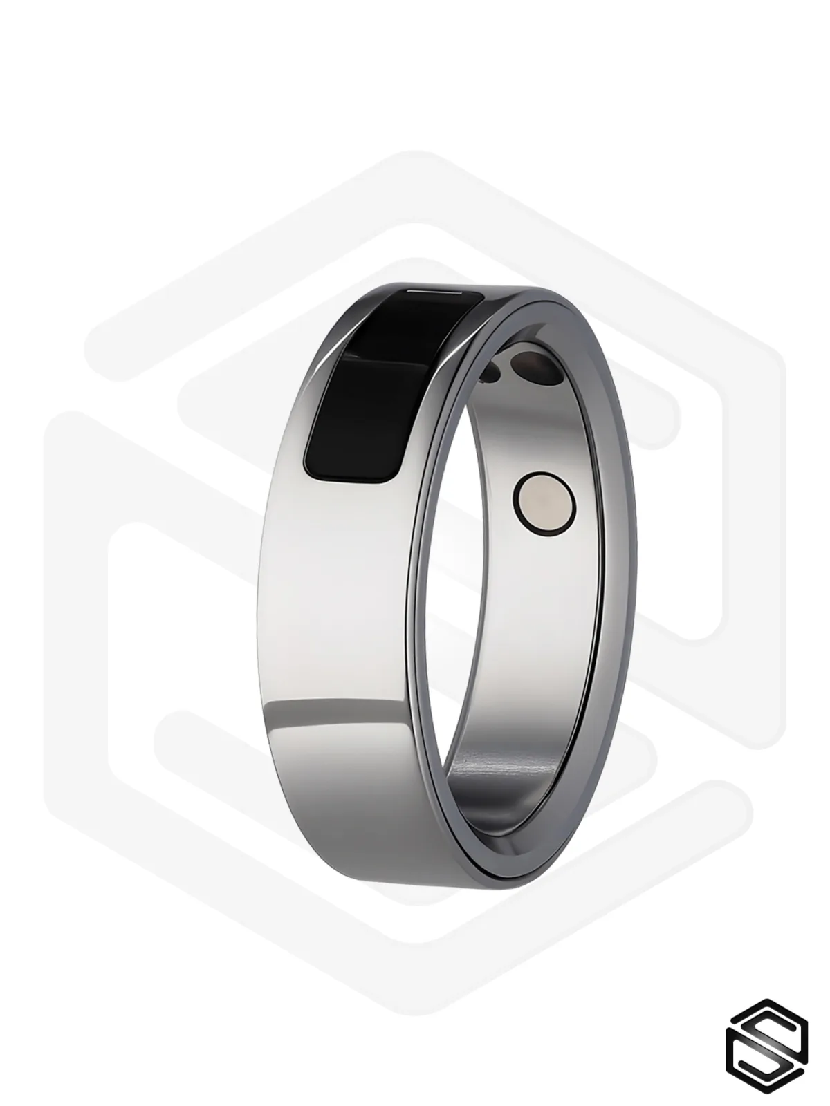 Тонкое умное кольцо с Вибрацией, Управлением & Чувствами HerzRing Sense X+ титан серебро