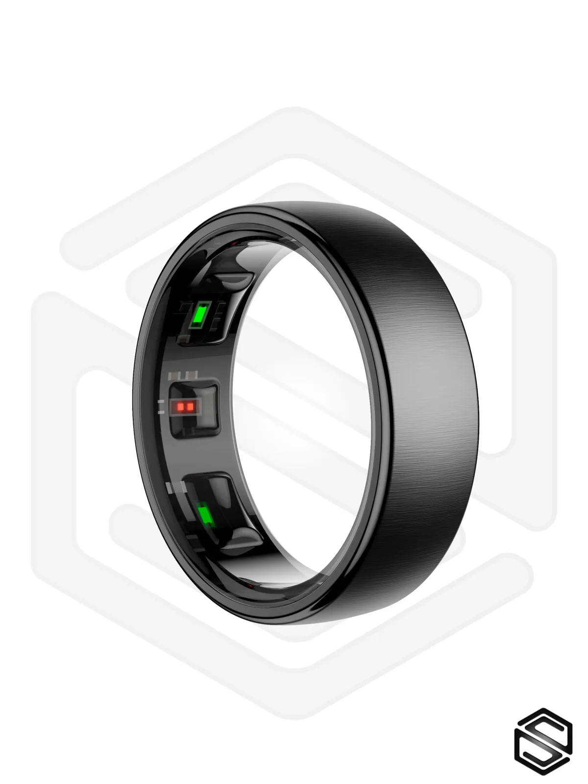 Тонкое Умное кольцо HerzRing Slim Pro c продвинутыми датчиками - обсидиан