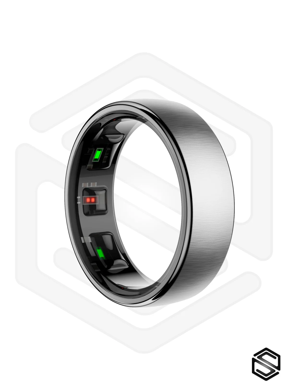 Тонкое Умное кольцо HerzRing Slim Pro c продвинутыми датчиками - серебро титан