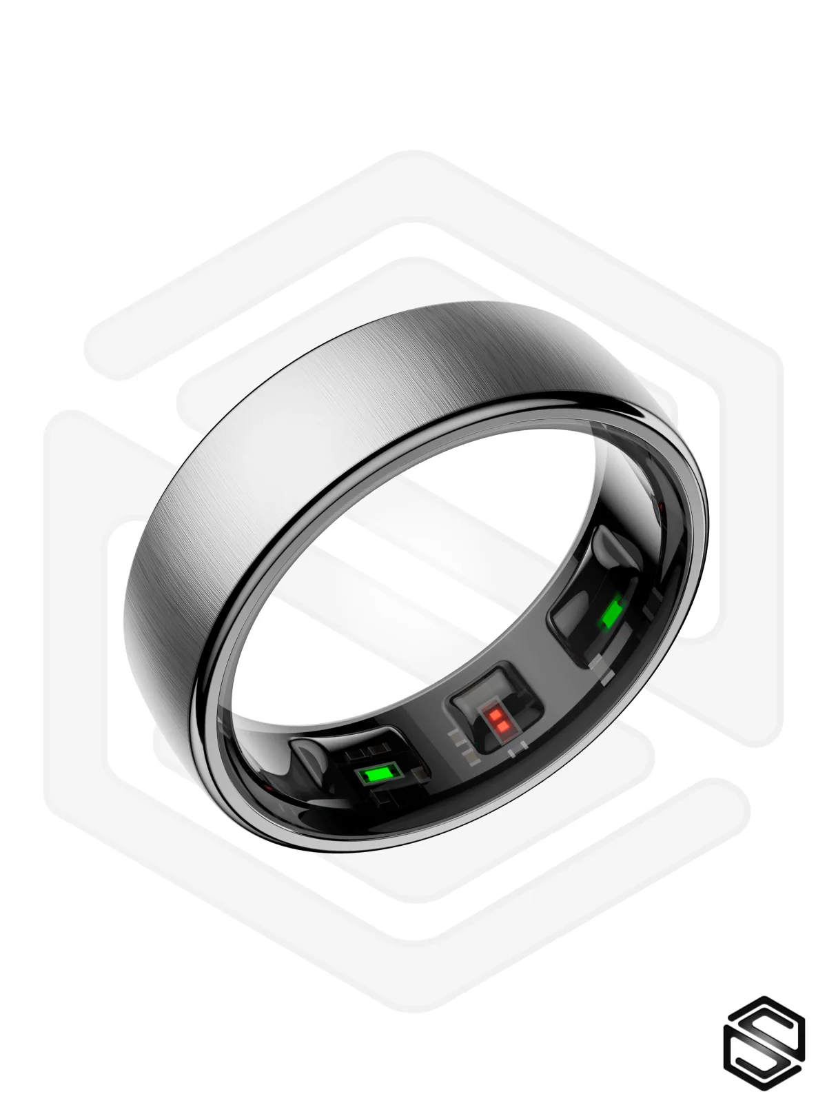 Тонкое Умное кольцо HerzRing Slim Pro c продвинутыми датчиками - серебро титан