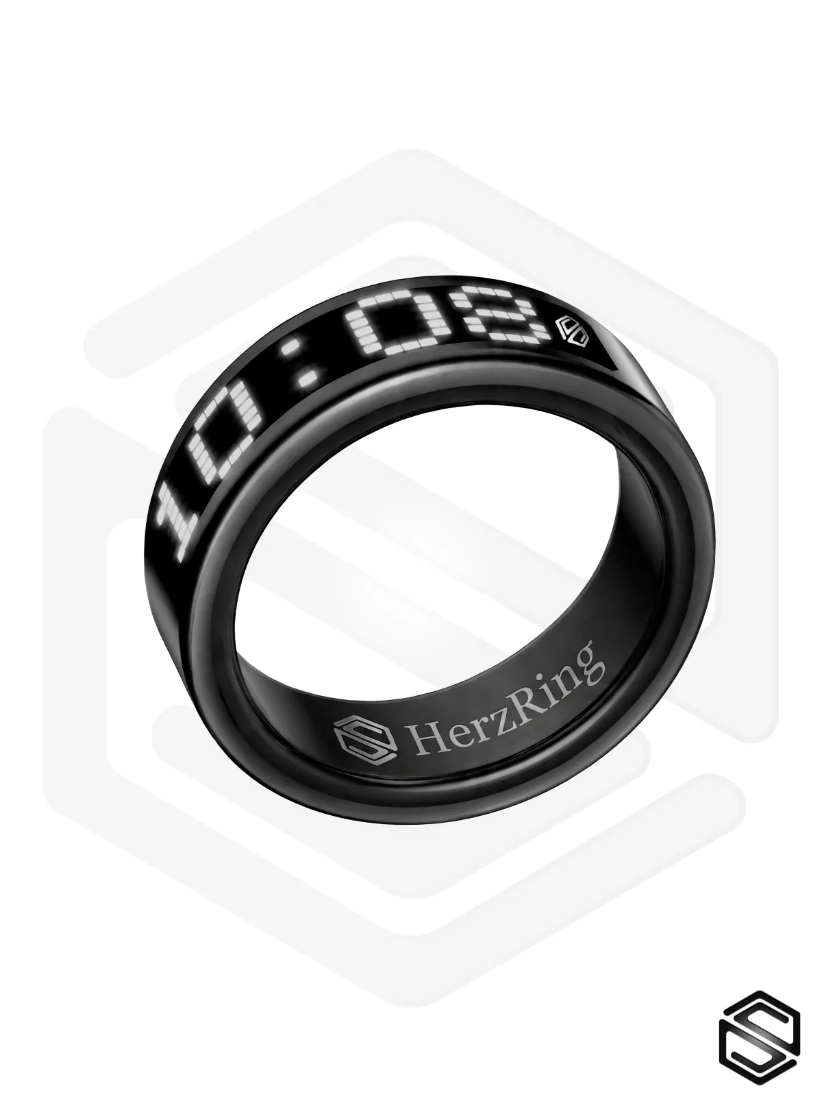 Умное кольцо с экраном & уведомлениями HerzRing Vision RW 2 титан-серебро (белый экран)