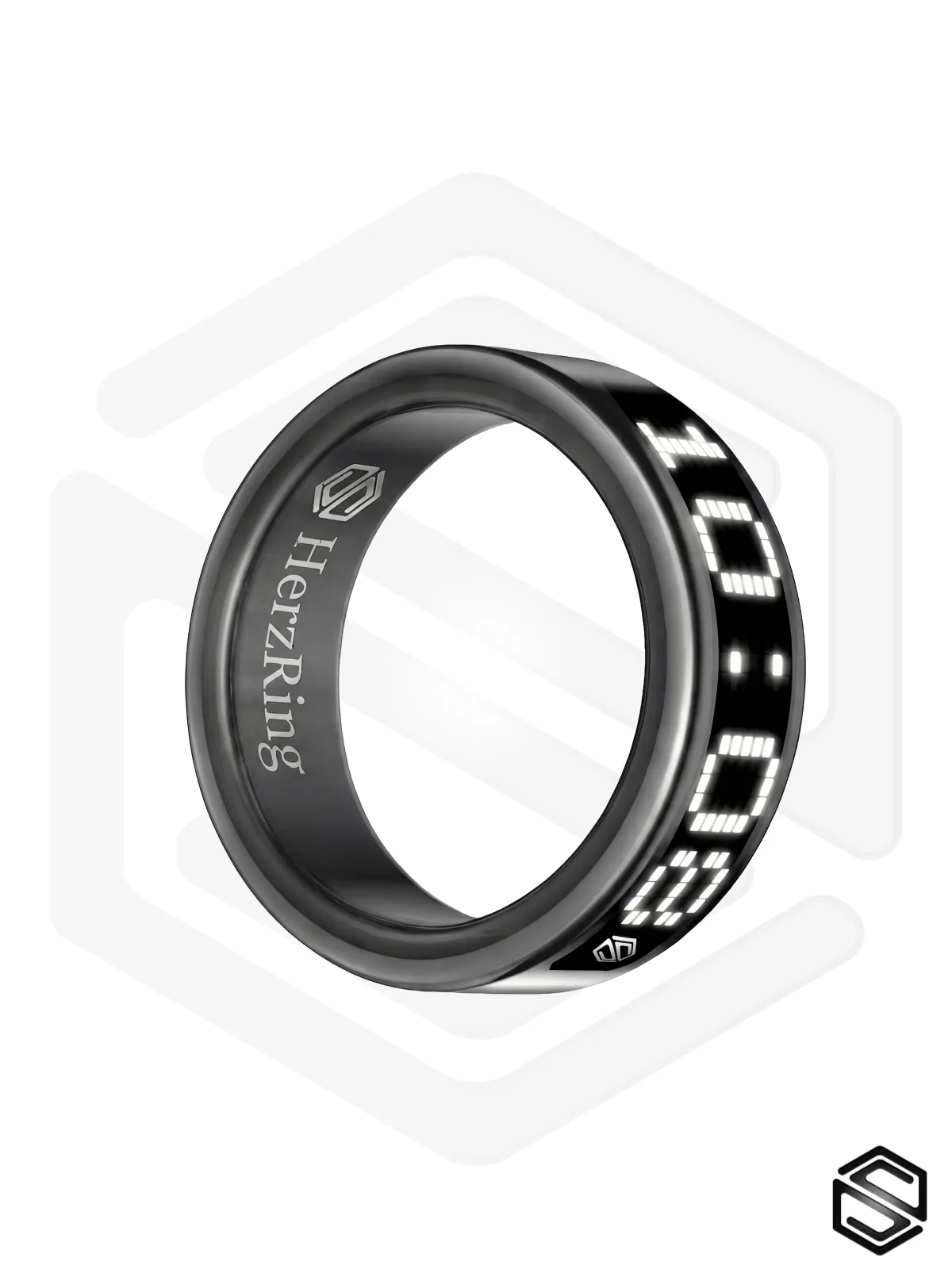 Умное кольцо с экраном & уведомлениями HerzRing Vision RW 2 обсидиан (белый экран)