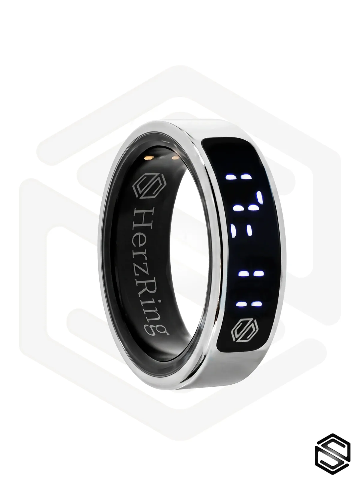 Умное Кольцо с Экраном & Уведомлениями и Вибрацией HerzRing Vision RW+ Титан - серебро