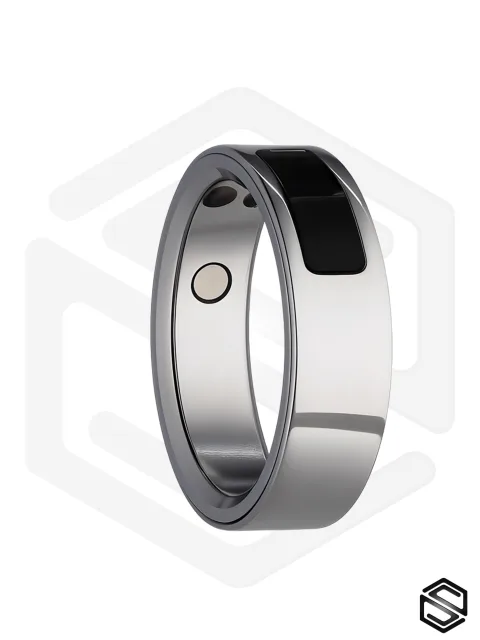 Тонкое умное кольцо с Вибрацией, Управлением & Чувствами HerzRing Sense X+ титан серебро