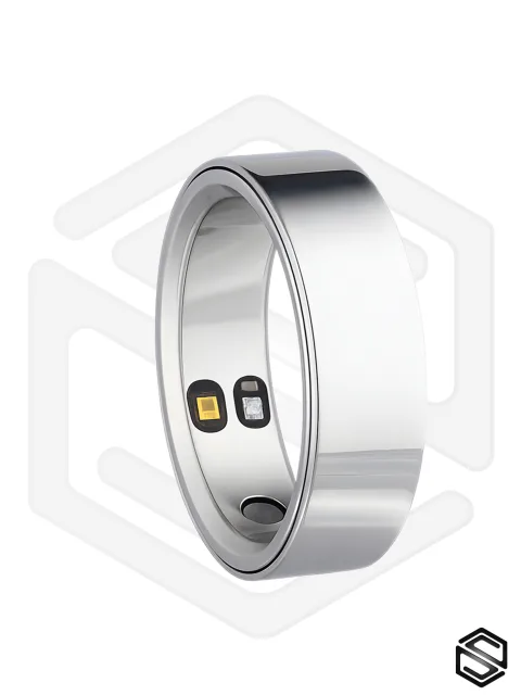 Тонкое умное кольцо с Глюкозой, Вибрацией & Чувствами HerzRing Sense GX титан серебро
