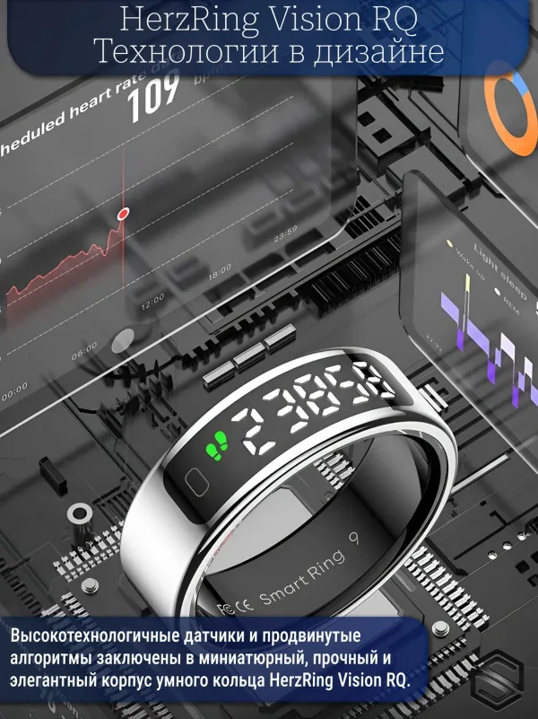 Умное кольцо с экраном и взмахами HerzRing Vision RQ золото