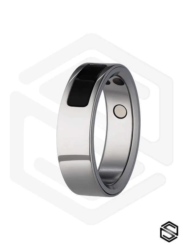 Тонкое умное кольцо с Сахаром, Вибрацией, Управлением &amp;amp; Чувствами HerzRing Sense GX+ титан серебро