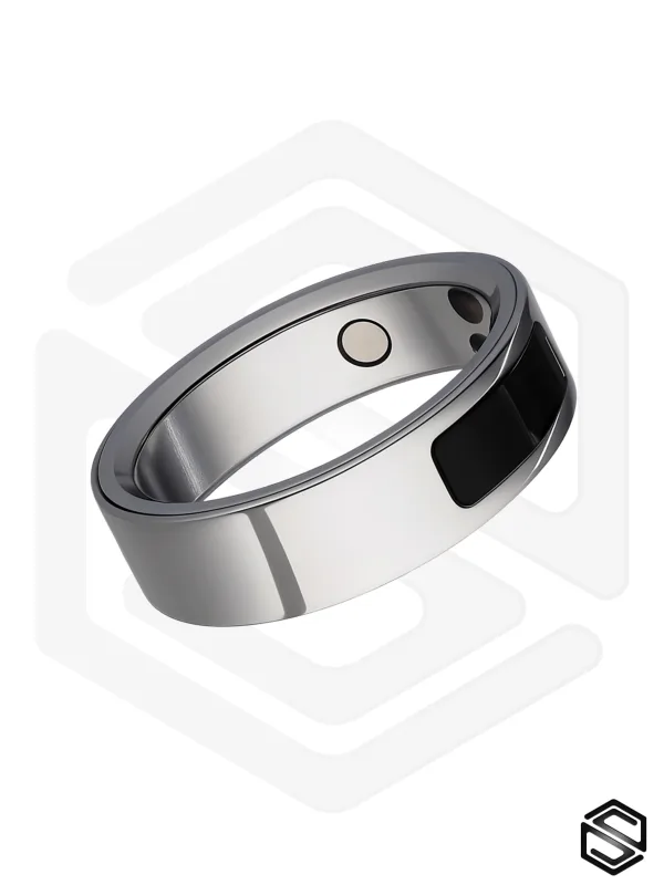 Тонкое умное кольцо с Вибрацией и Управлением HerzRing Sense Plus титан-серебро