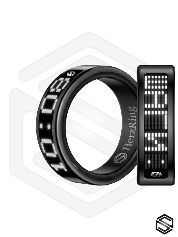 Умное кольцо с экраном &amp; уведомлениями HerzRing Vision RW 2 обсидиан (белый экран)