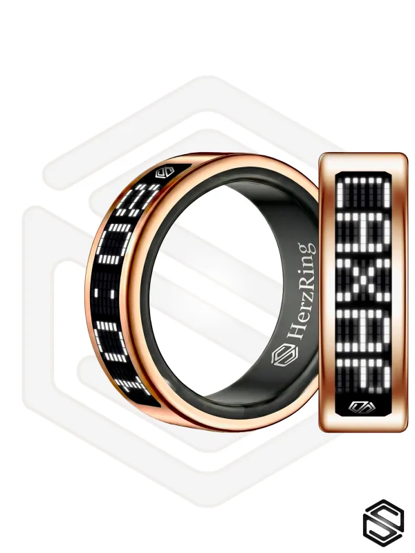 Умное кольцо с экраном &amp; уведомлениями HerzRing Vision RW 2 розовое-золото (белый экран)