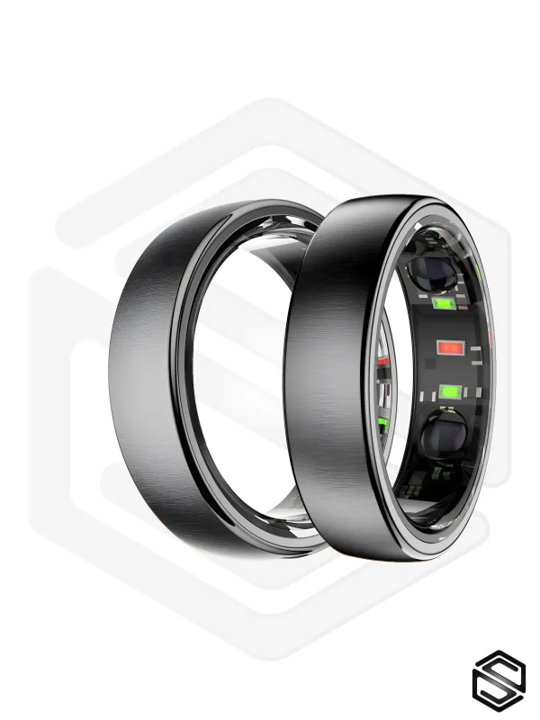 Тонкое Умное кольцо с вибрацией HerzRing Slim Pro X6 - обсидиан